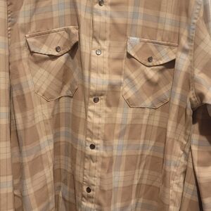 DIXXON THE SAN FELIPE FLANNEL Beige and Light Blue Plaid Button-Down Shirt